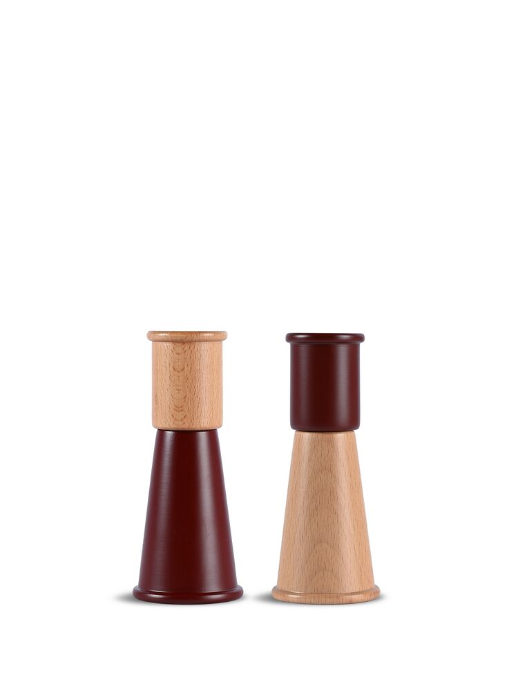 GURKEN SALT AND PEPPER MILL SMALL, 2-PCS, DARK RED/BROWN