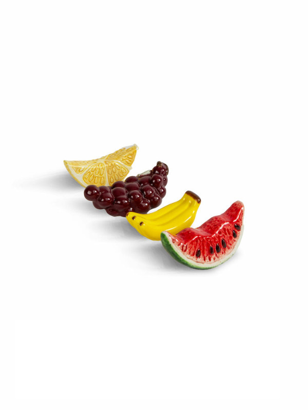 CHOPSTICK HOLDERS FRUITS 4PCS/SET, YELLOW/PURPLE